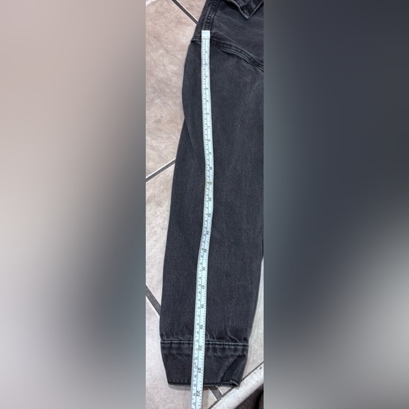 Garage Denim Faded Stone Wash Black Denim Blue Jean Jacket Size Medium - Picture 7 of 8